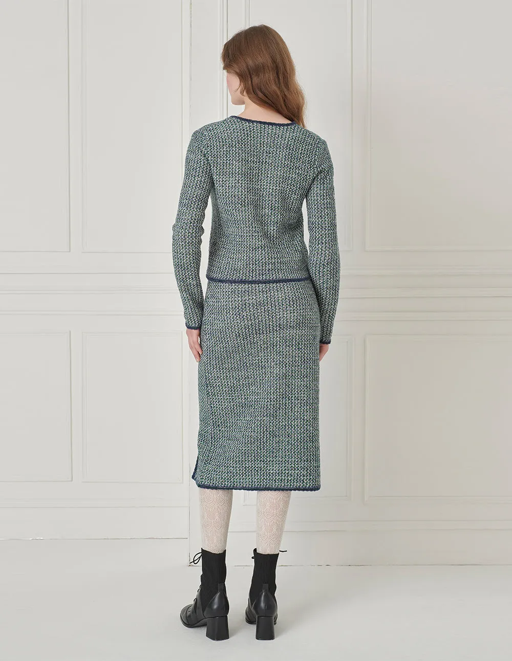 BORA AKSU 1/3 Split Slit Knitted Knee-Length Straight Skirt