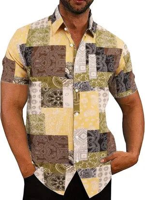 COOFANDY Men's Summer Beach Hawaiian Tropical Shirt Casual Short Sleeve Shirt