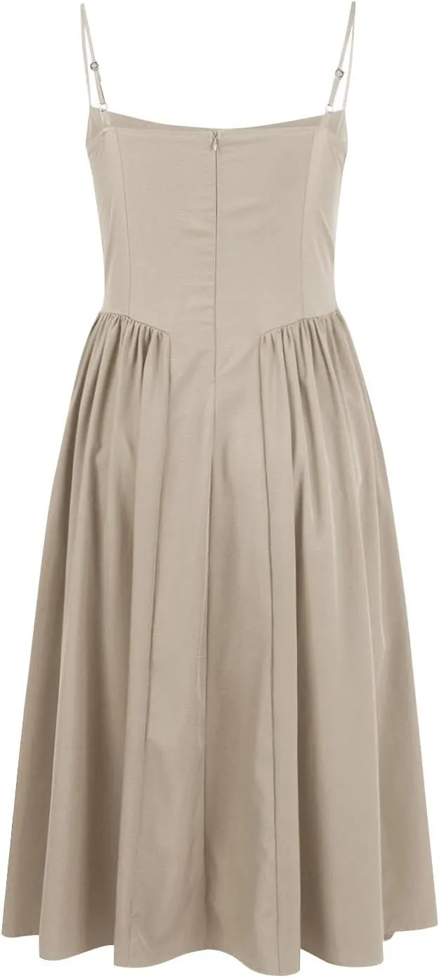 Corset Dress for Women Formal Elegant Spaghetti Strap Bustier Dress Floral Pleated Hem Cocktail Dress with Pockets