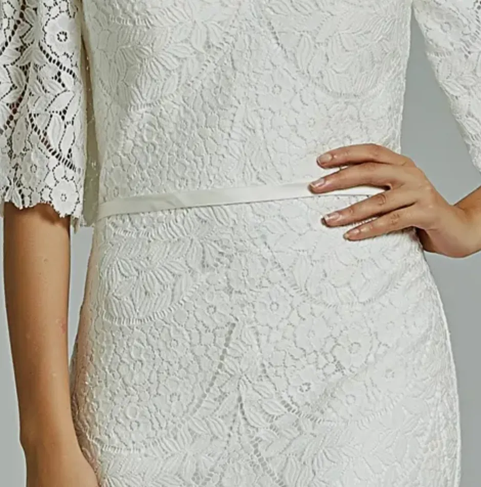 Floral Lace Off-The-Shoulder Sheath Wedding Dress