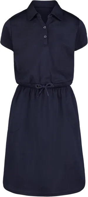 IZOD Girls' School Uniform Short Sleeve Polo Dress with Poplin Skirt & Pockets