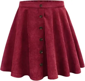 RITERA Plus Size Basic Versatile Stretchy Elastic Waist Flared Casual Mini Skater Skirt/Pleated Plaid Skirt for Women XL-5XL