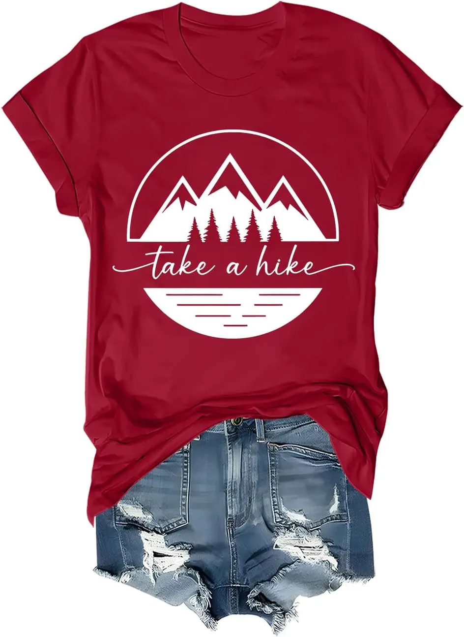 Take A Hike T Shirt Women Men Adventure Mountain Graphic Tees Funny Camping Hiking Shirt