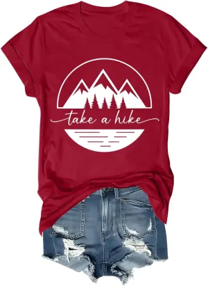 Take A Hike T Shirt Women Men Adventure Mountain Graphic Tees Funny Camping Hiking Shirt