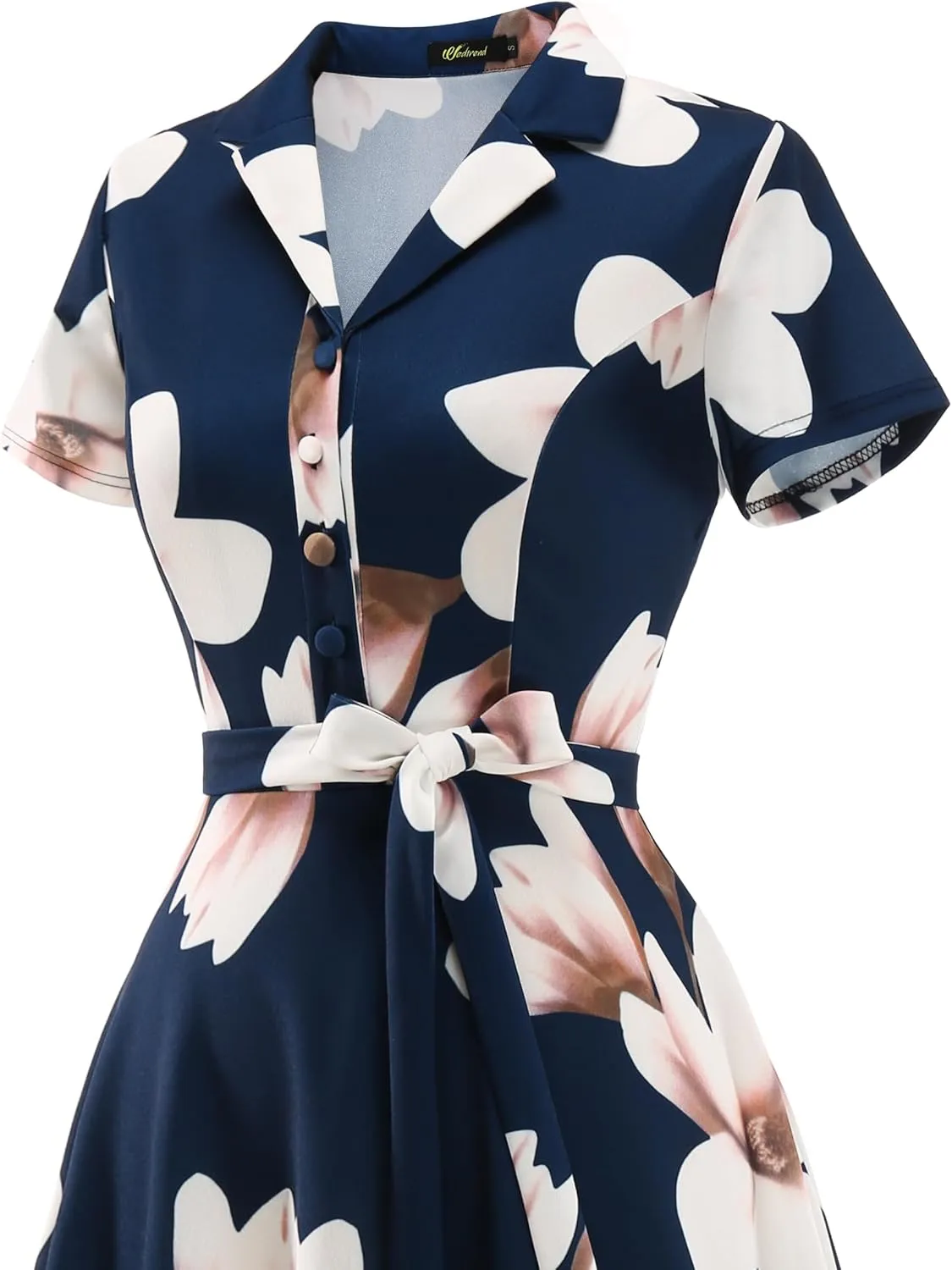 Wedtrend Women's Vintage Tea Dress, Short Sleeve Cocktail Party Dress Work Church Casual Dress