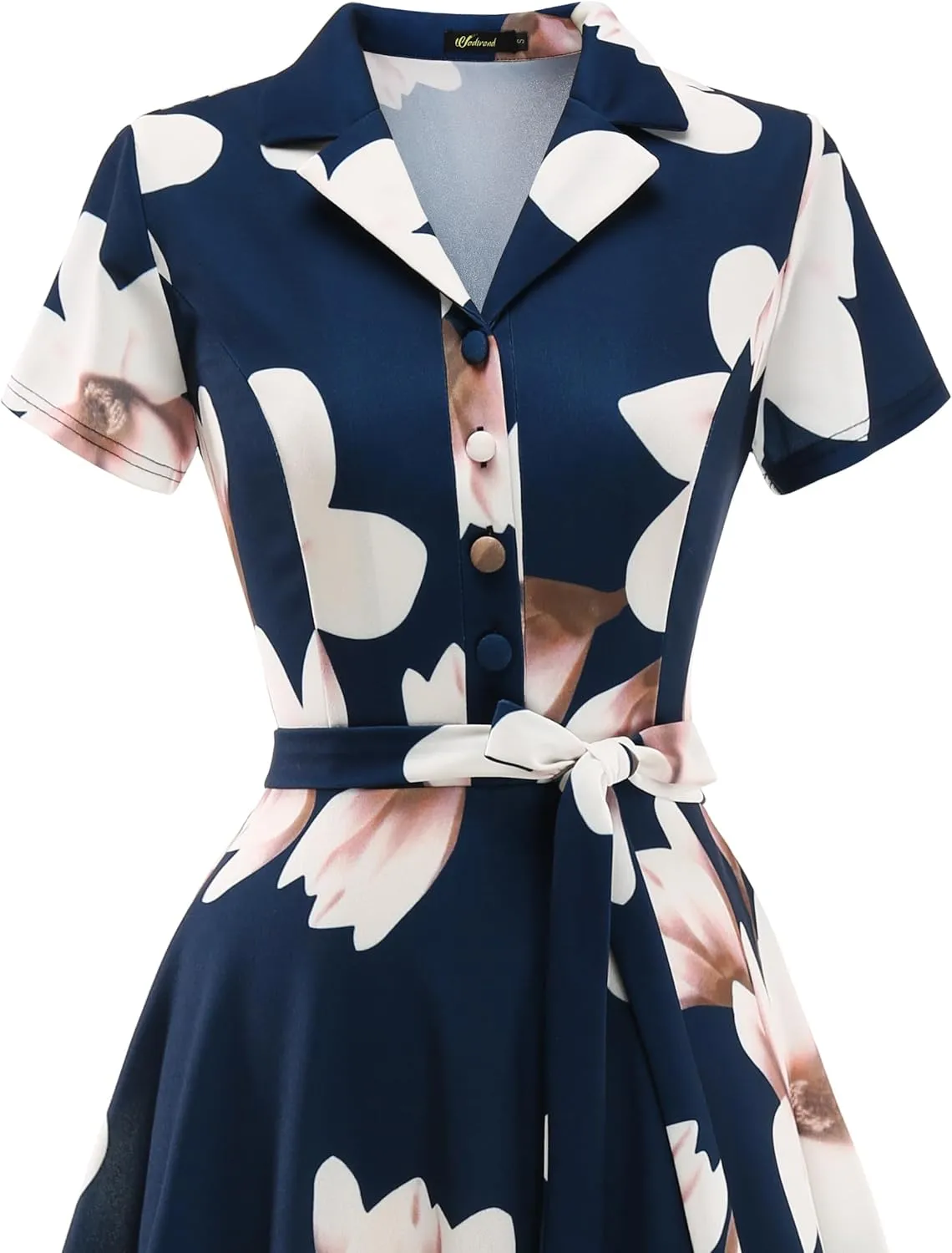 Wedtrend Women's Vintage Tea Dress, Short Sleeve Cocktail Party Dress Work Church Casual Dress