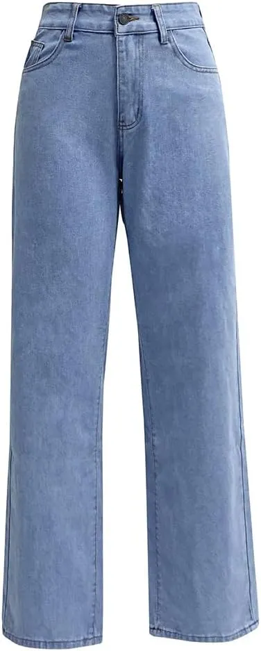 Womens High Waist Jeans Wide Leg Straight Boyfriend Denim Pants Loose Fit Casual Trendy Jeans Trousers