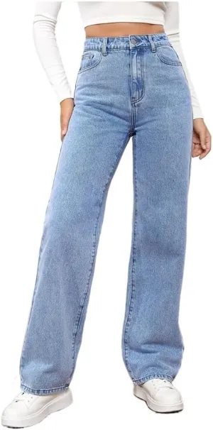 Womens High Waist Jeans Wide Leg Straight Boyfriend Denim Pants Loose Fit Casual Trendy Jeans Trousers